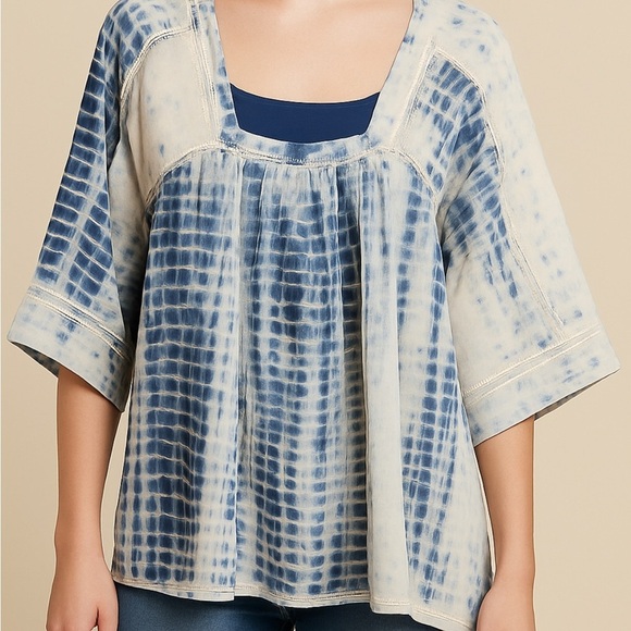 Graham & Spencer Blue White Tunic Blouse Top Sz L - Picture 2 of 8